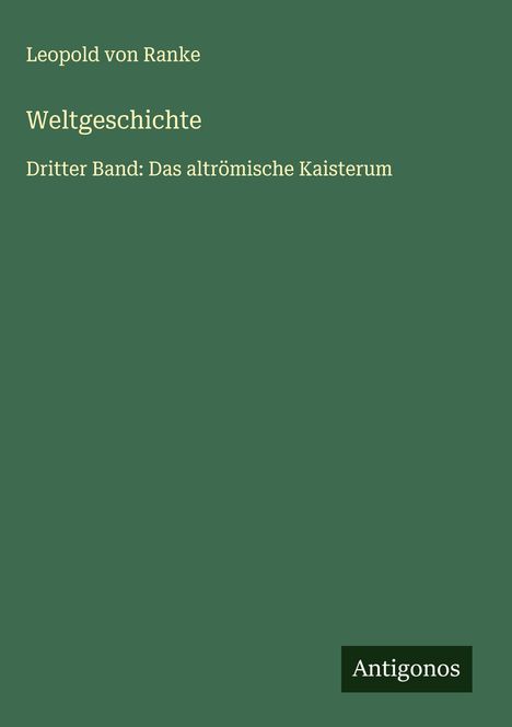 Leopold von Ranke: Weltgeschichte, Buch