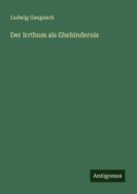Ludwig Gaugusch: Der Irrthum als Ehehindernis, Buch