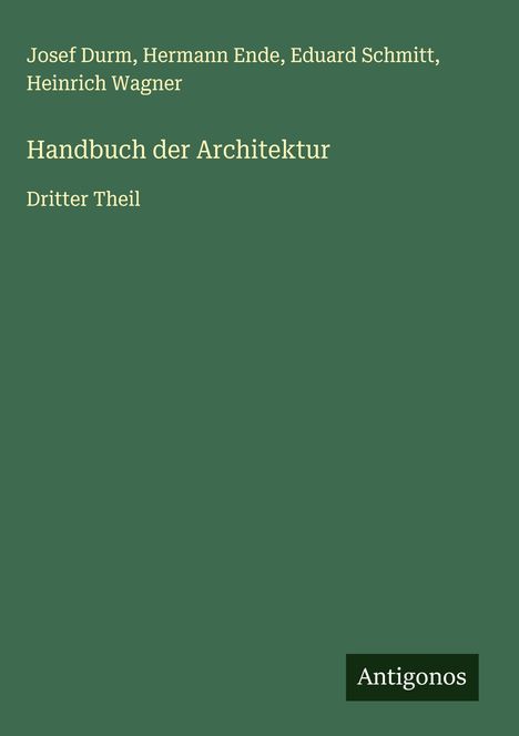 Josef Durm: Handbuch der Architektur, Buch
