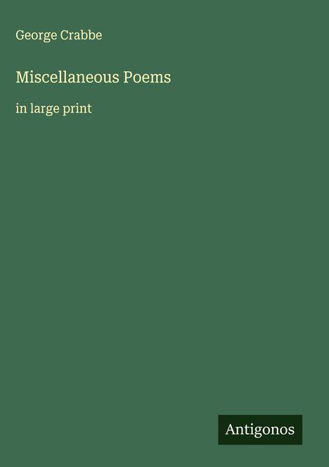 George Crabbe: Miscellaneous Poems, Buch
