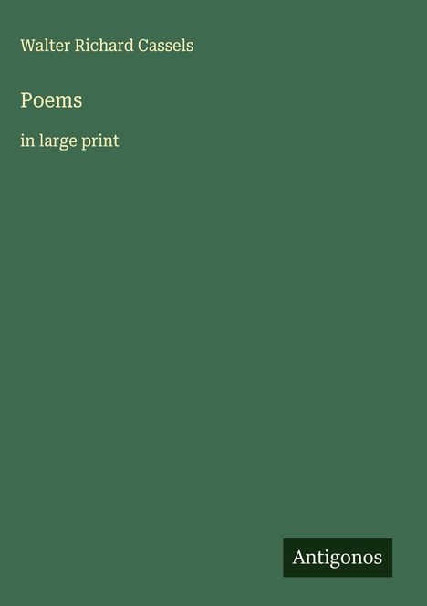 Walter Richard Cassels: Poems, Buch