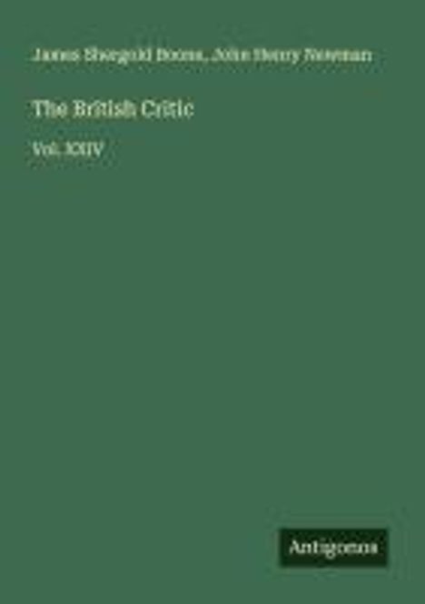 James Shergold Boone: The British Critic, Buch