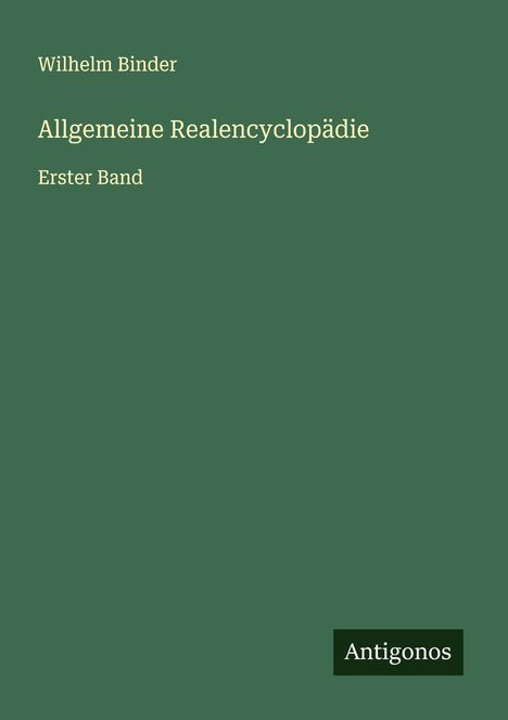Wilhelm Binder: Allgemeine Realencyclopädie, Buch