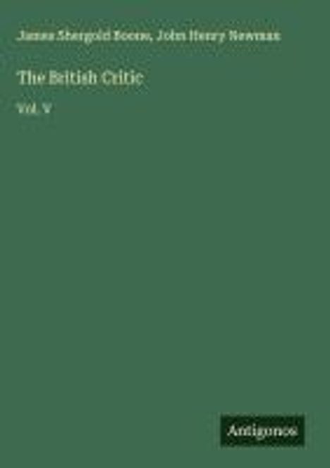 James Shergold Boone: The British Critic, Buch
