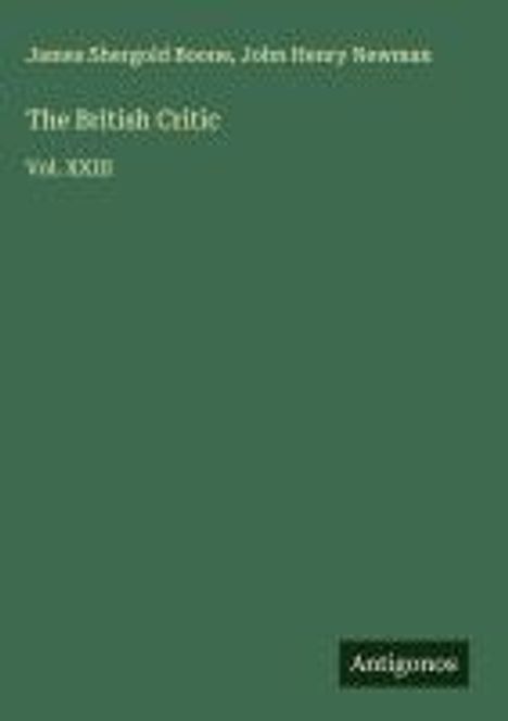 James Shergold Boone: The British Critic, Buch