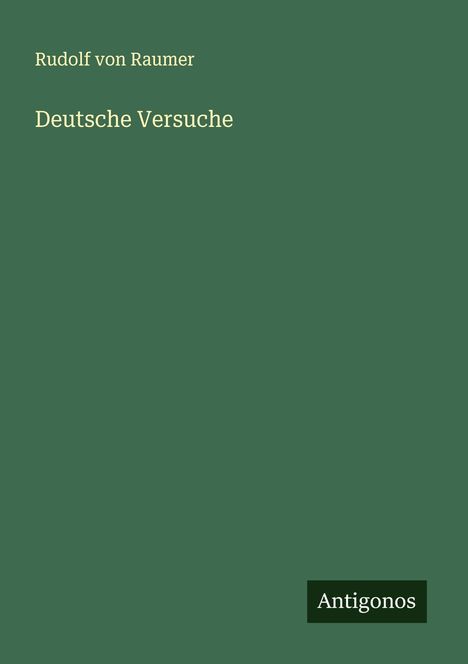 Rudolf Von Raumer: Deutsche Versuche, Buch