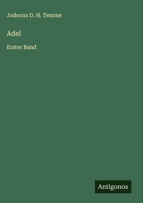 Jodocus D. H. Temme: Adel, Buch