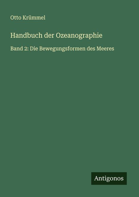 Otto Krümmel: Handbuch der Ozeanographie, Buch