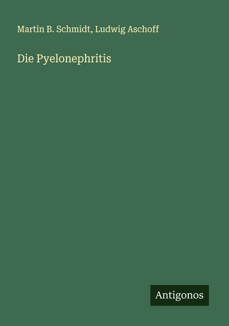 Martin B. Schmidt: Die Pyelonephritis, Buch
