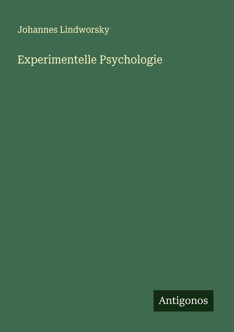 Johannes Lindworsky: Experimentelle Psychologie, Buch