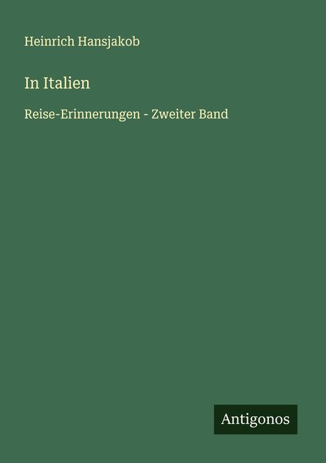 Heinrich Hansjakob: In Italien, Buch