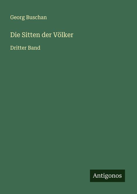 Georg Buschan: Die Sitten der Völker, Buch