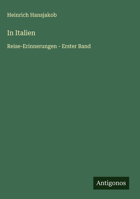 Heinrich Hansjakob: In Italien, Buch