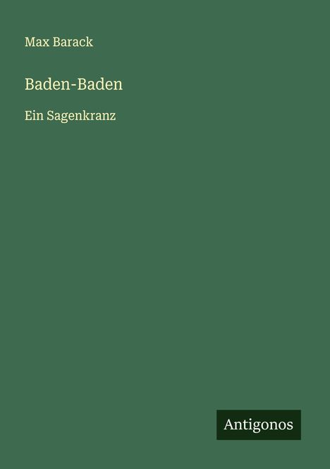 Max Barack: Baden-Baden, Buch