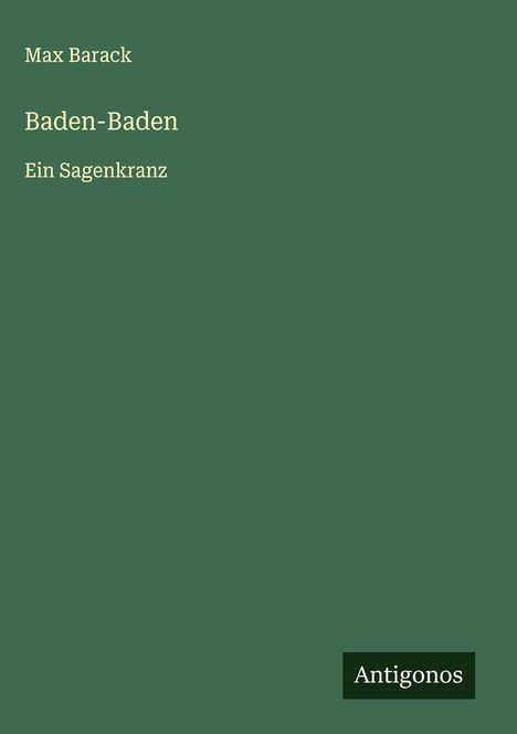 Max Barack: Baden-Baden, Buch