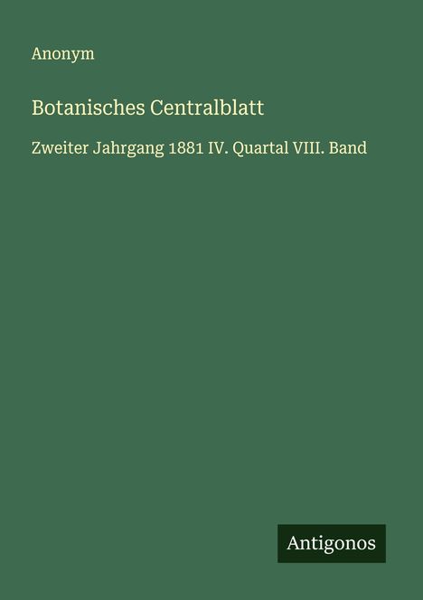 Anonym: Botanisches Centralblatt, Buch