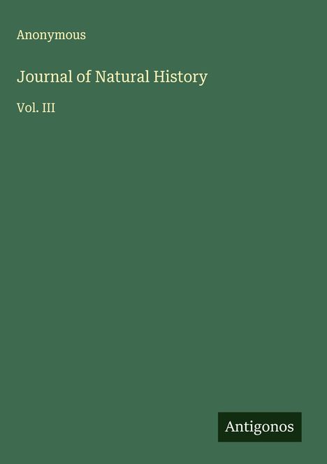 Anonymous: Journal of Natural History, Buch