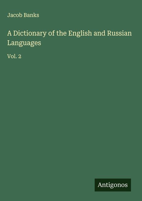 Jacob Banks: A Dictionary of the English and Russian Languages, Buch