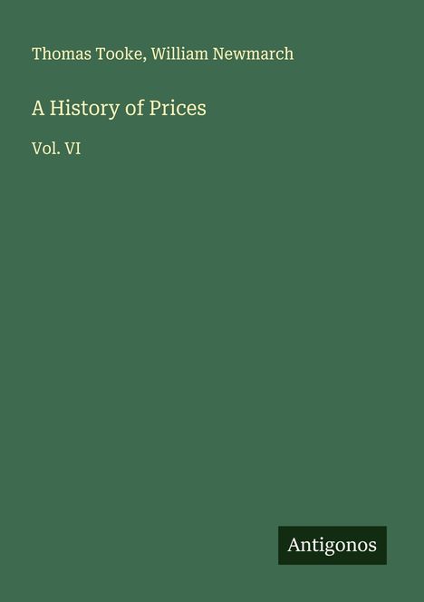 Thomas Tooke: A History of Prices, Buch
