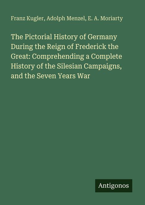 Titel und Autoren in Großbuchstaben auf grünem Hintergrund, "Antigonos" unten rechts.
