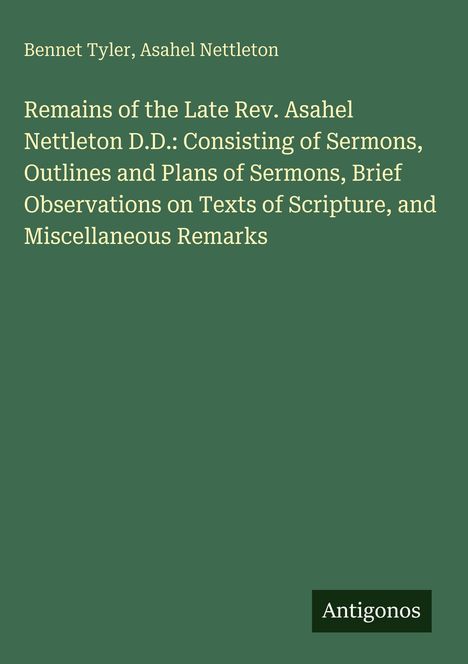 Text über Asahel Nettleton und seine Schriften; dunkelgrüner Hintergrund, rechts unten kleines Antigonos-Logo.