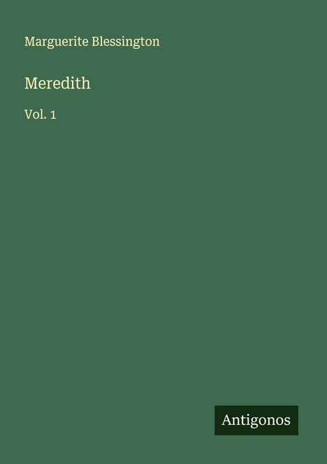 Marguerite Blessington: Meredith, Buch
