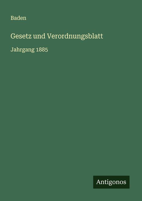 Baden: Gesetz und Verordnungsblatt, Buch