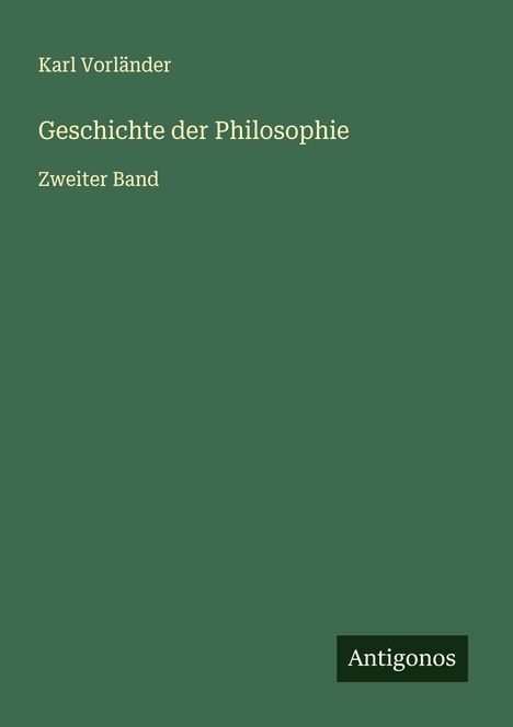Karl Vorländer: Geschichte der Philosophie, Buch