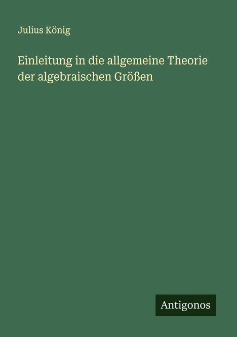 Julius König: Einleitung in die allgemeine Theorie der algebraischen Größen, Buch