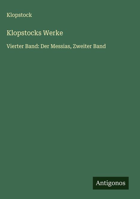 Klopstock: Klopstocks Werke, Buch