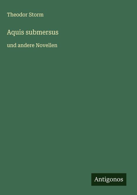 Theodor Storm: Aquis submersus, Buch