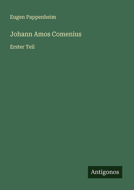 Eugen Pappenheim: Johann Amos Comenius, Buch