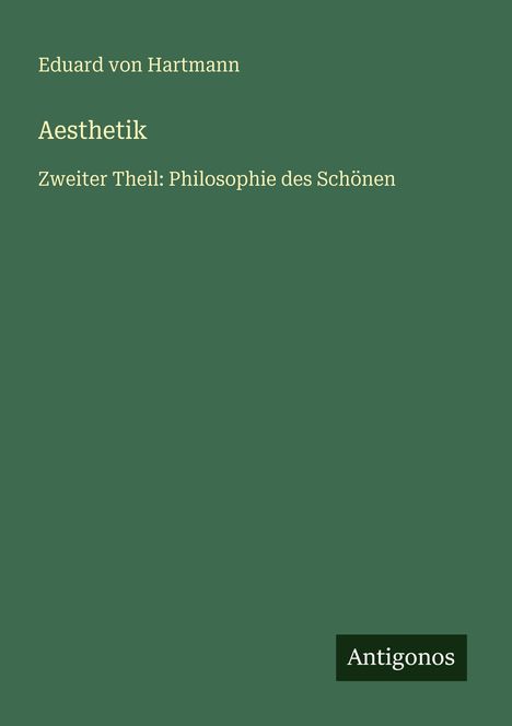 Eduard Von Hartmann: Aesthetik, Buch