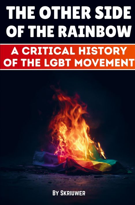 Text: "The Other Side of the Rainbow", "A Critical History of the LGBT Movement", "By Skriuwer". 
Regenbogenflagge in Flammen.