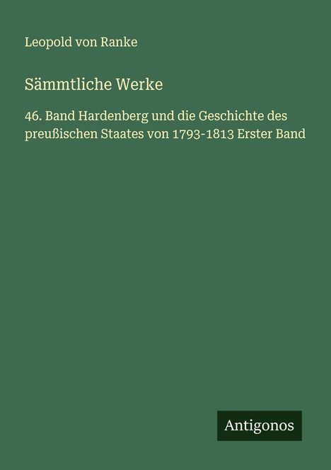 Leopold von Ranke: Sämmtliche Werke, Buch