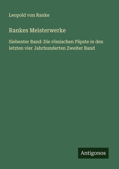 Leopold von Ranke: Rankes Meisterwerke, Buch