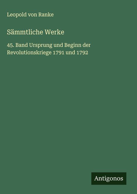 Leopold von Ranke: Sämmtliche Werke, Buch