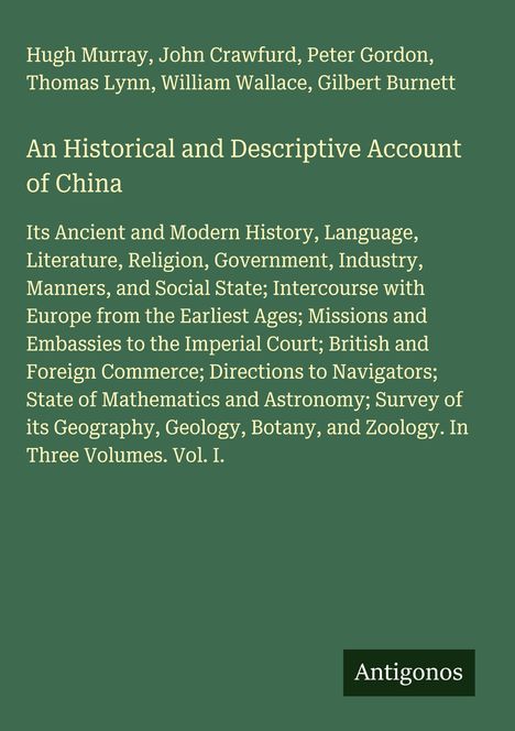 Hugh Murray: An Historical and Descriptive Account of China, Buch