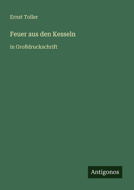 Ernst Toller: Feuer aus den Kesseln, Buch