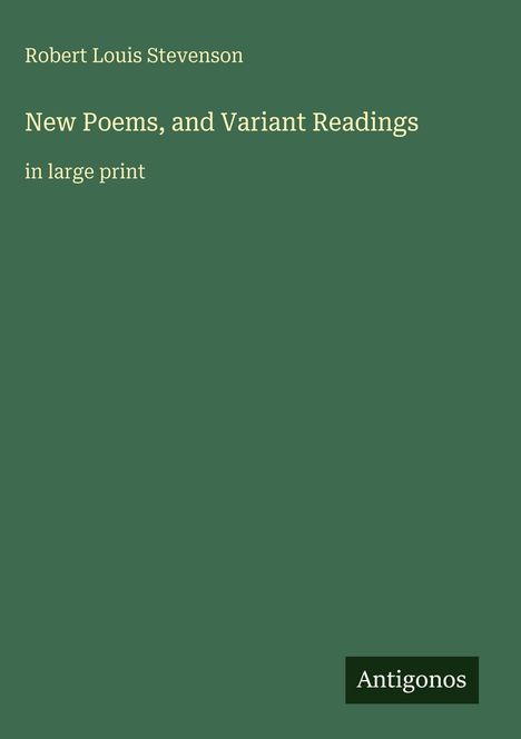 Robert Louis Stevenson: New Poems, and Variant Readings, Buch