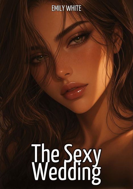 Text: "EMILY WHITE" und "The Sexy Wedding". Illustration einer Frau mit langen Haaren, betonten Lippen und ausdrucksstarken Augen.