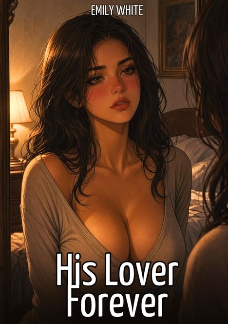 Titel: "His Lover Forever", Autor: "Emily White". Illustration einer Frau mit langen, dunklen Haaren in warmer Lichtstimmung.