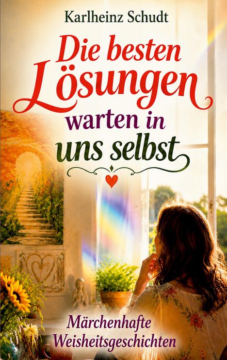 „Die besten Lösungen warten in uns selbst.“ Eine Frau betrachtet einen lichten Garten durch ein Fenster.