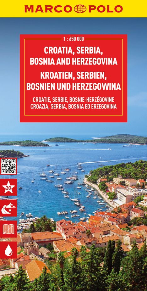 MARCO POLO Reisekarte Kroatien, Serbien, Bosnien und Herzegowina 1:650.000, Karten