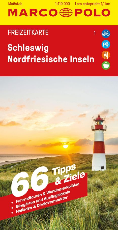 MARCO POLO Freizeitkarte 1 Schleswig, Nordfriesische Inseln 1:110.000, Karten