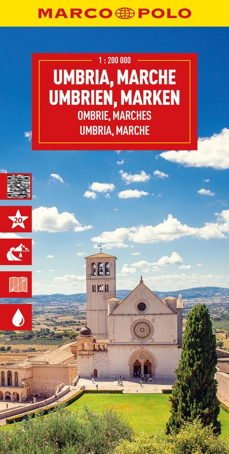 MARCO POLO Reisekarte Italien 08 Umbrien, Marken 1:200.000, Karten