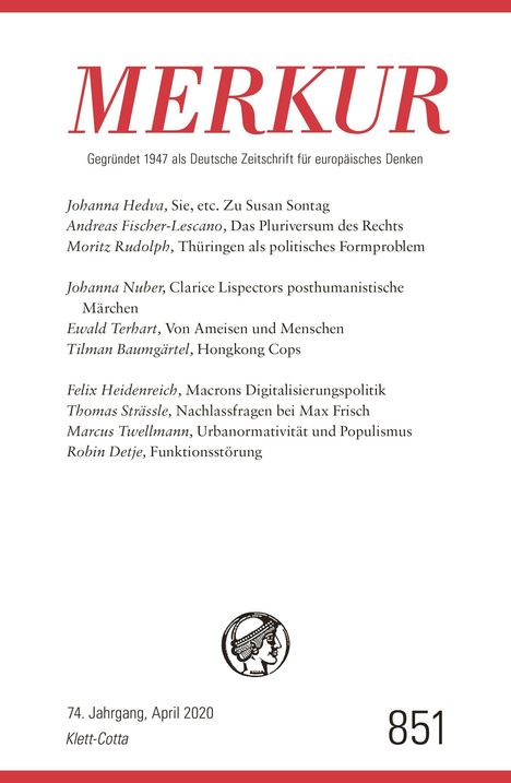 MERKUR Dt. Zeitschrift für europ. Denken 851, Buch