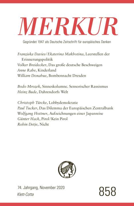MERKUR Gegründet 1947 als Deutsche Zeitschrift für europäisches Denken - 2020-11, Buch