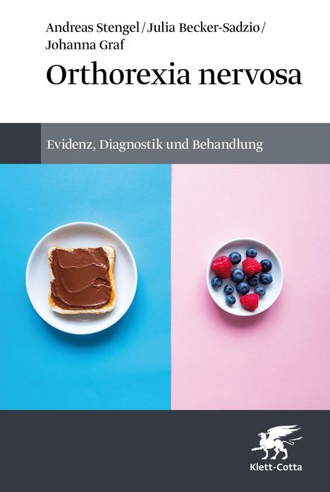 „Orthorexia nervosa“ in großer Schrift, darunter „Evidenz, Diagnostik und Behandlung“. Links Toast, rechts Beeren in Farbe.