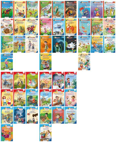 Mildenberger Verlag GmbH: Paket - Leserabe. 5 Sets (je 10 Bände zu Lesestufe 1 und Lesestufe 2), Buch